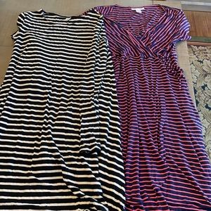 Lot of 2 stripe maternity dresses. One long sleeve one short sleeve.